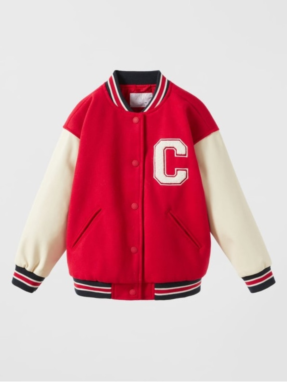 Zara kids CONTRAST VARSITY BOMBER JACKET WITH PATCH AND PIPING